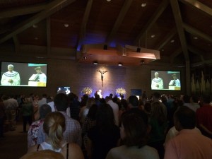 A scene from the Church of the Nativity, Maryland, last month.
